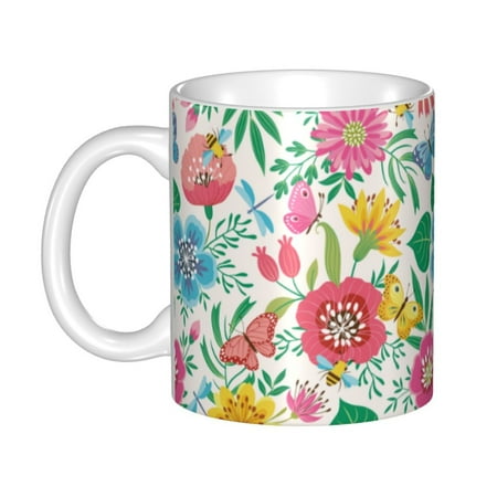 

Ceramic Mug Funny Coffee Milk Tea Mug Cup Butterfly Flower Pattern Cup