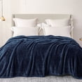 thumbnail image 3 of Exclusivo Mezcla Plush Fuzzy Fleece Twin Size Blanket, Super Soft Fluffy and Thick Blankets (Navy Blue, 90"x66"), 3 of 7