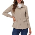 thumbnail image 1 of Chaqueta utilitaria ligera con bolsillos con solapa en la cintura con cordón para mujer Caqui Claro L, 1 of 5