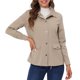 thumbnail image 1 of Chaqueta utilitaria ligera con bolsillos con solapa en la cintura con cordón para mujer Caqui Claro L, 1 of 5