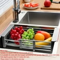 thumbnail image 2 of 1pc Drain Rack, Stainless Steel Kitchen Basket, Home Dish Rack, Retractable Sink Shelf, 8.81*(11.22-18.5)*3.7in, Suitable For Rectangular Sink, 2 of 5