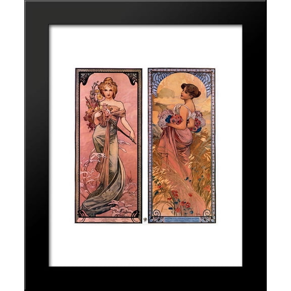 The seasons (Spring, Summer) 20x24 Framed Art Print by Mucha, Alphonse