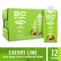 BioSteel Sports Drink, Great Tasting Hydration with 5 Essential Electrolytes, Cherry Lime Flavor, 16.7 Fluid Ounces, 12-Pack