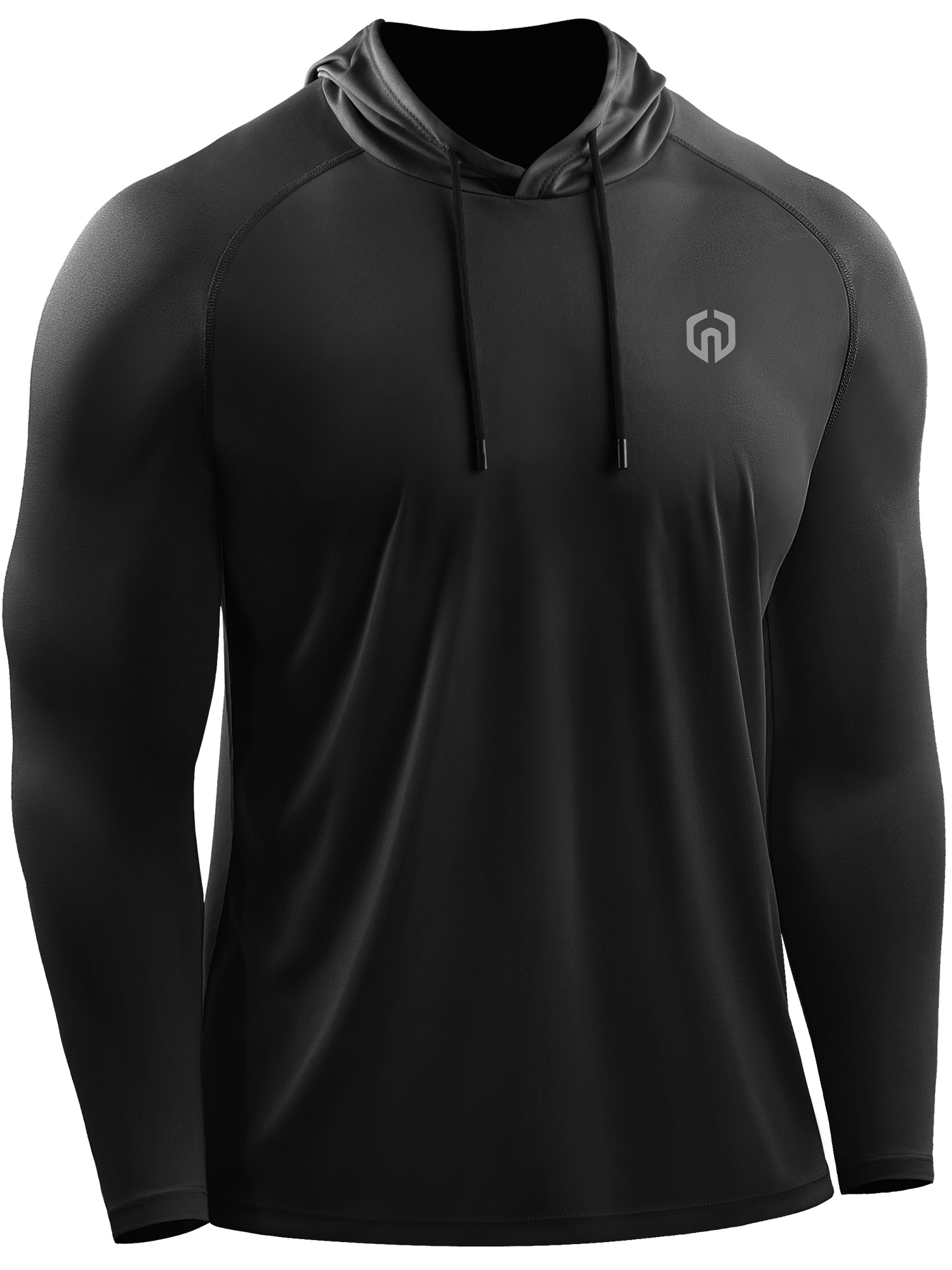 NELEUS Mens UPF 50+ Long Sleeve Shirts Hoodies Sun Protection Workout Dry Fit,Black,US Size S