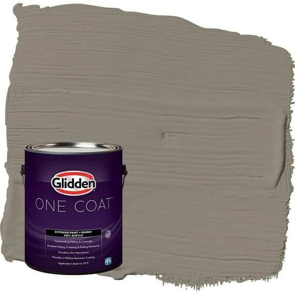Glidden One Coat Roller Coaster / Tan Flat Exterior Paint with Primer, 1 Gallon