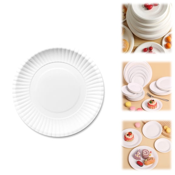 100-Pack 6-Inch White Disposable Paper Plates, Heavy-Duty Paper Plates for Desserts, Appetizers, Snacks, Parties, Birthdays & Everyday Use