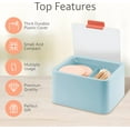 HomEquip bathroom Organizer Cotton Pad & Q Tip Storage with Lid Aqua