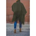 thumbnail image 3 of Haut à Franges à Manches Longues et Col Haut pour Femmes, Grande Taille, Poncho à Franges, 3 of 7