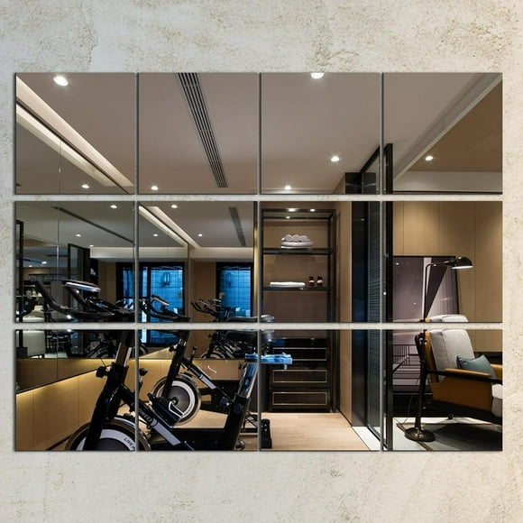 ERDS-VSARHouse Full Length Wall Mirror Tiles, 8Pcs Square 12Inch 30CM×30CM Glass Wall Mirrors, Home Gym Mirrors, Wall Mounted Mirrors for Wall Decor, Long Wall Mirrors for Home Gym, Bedroom, Bathroom