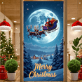 thumbnail image 2 of Christmas Theme Banner Merry Christmas Santa Sleigh Reindeer Polyester Decorative Scene for Holiday Celebration Winter Party Indoor Decoration, 2 of 8