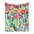 thumbnail image 1 of Watercolor Flower Soft Flannel Fleece Blanket, Painting of Summer Spring Flowers in Faded Colors Floral Seasonal Print, Cozy Plush for Indoor and Outdoor Use, 70" x 90", Multicolor, by Ambesonne, 1 of 6