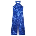 thumbnail image 3 of YONGHS Kids Girls Shiny Sequins Dance Jumpsuit Pageant Romper Latin Jazz Ballet Leotard Royal Blue 12, 3 of 7