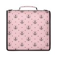 thumbnail image 2 of Pink-anchor Printed Zipper Binder with Handle&Shoulder Strap 2 inch 3 Ring 500+300 Sheet Capacity File Folder Organizer, 2 of 8