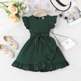 thumbnail image 2 of mgoYE Girls Dress Easter Dress Girls Summer Dresses Cute Ruffle Sleeve Flowy Dress(Dark Green,4-5 Years), 2 of 4
