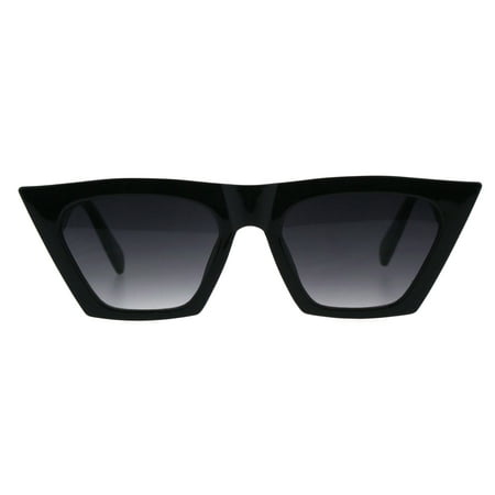Womens Futuristic Squared Flat Top Cat Eye Goth Retro Mod Sunglasses Black Smoke