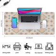 thumbnail image 5 of Long Mouse Pads for Desk,Beige Boho Ethnic Geometric Pattern Desk Mats on Top Of Desks, Desk Mouse Pad Extra Large with 3mm Non-Slip Base and Stitched Edge for Gaming,Office,Work,Home 35.4"x15.7", 5 of 6