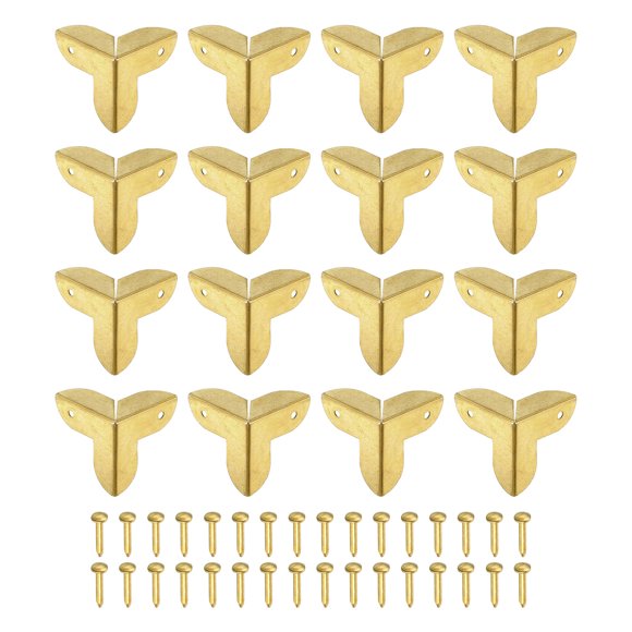 16 Pcs Furniture Corner Edges Protector, 9mm Metal Edge Guard with Screws, Yellow