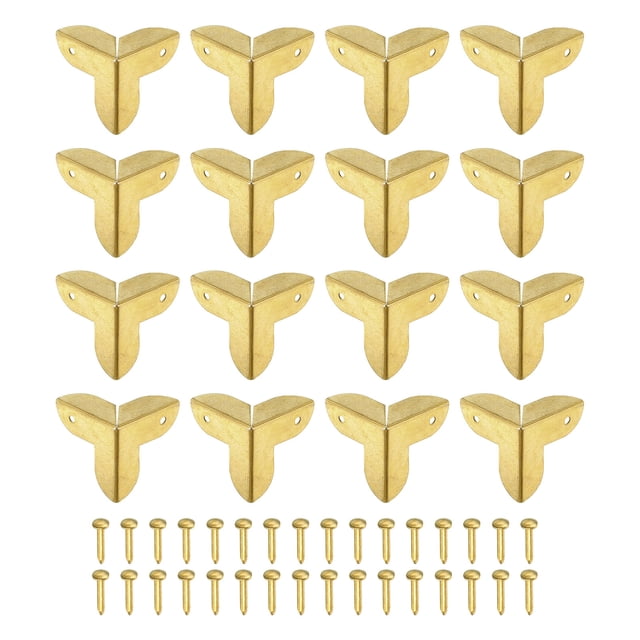 16 Pcs Furniture Corner Edges Protector, 9mm Metal Edge Guard with Screws, Yellow