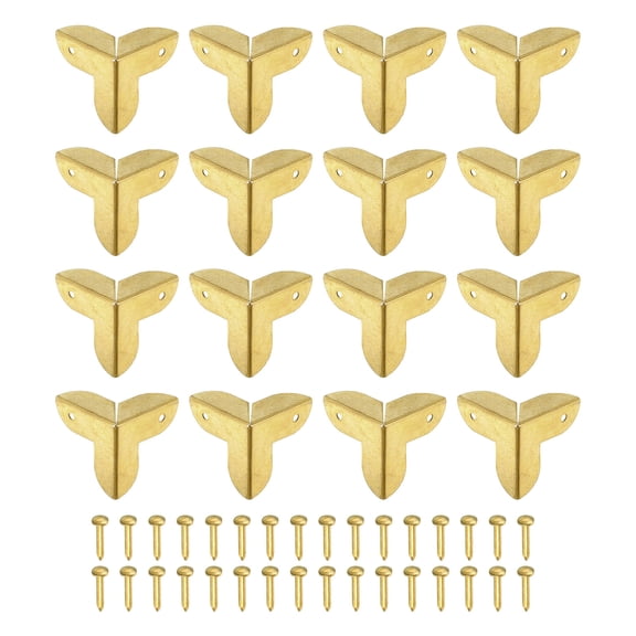16 Pcs Furniture Corner Edges Protector, 9mm Metal Edge Guard with Screws, Yellow
