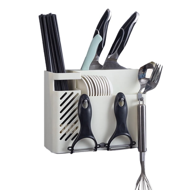 Soporte para cubiertos, soporte para cubiertos, drenaje de pared multifuncional, soporte para cuchillos, palillos montados en la pared, soporte para cuchillos, características líderes en su clase