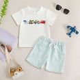 thumbnail image 2 of Gubotare Baby Boy Sets Infant Baby Boy Summer Clothes Color Block Short Sleeve T Shirt Stretch Rolled Shorts Cute Newborn Toddler Outfits 3 6 9 12 18 24 Months 2T 3T 4T 5T,White, 2 of 3