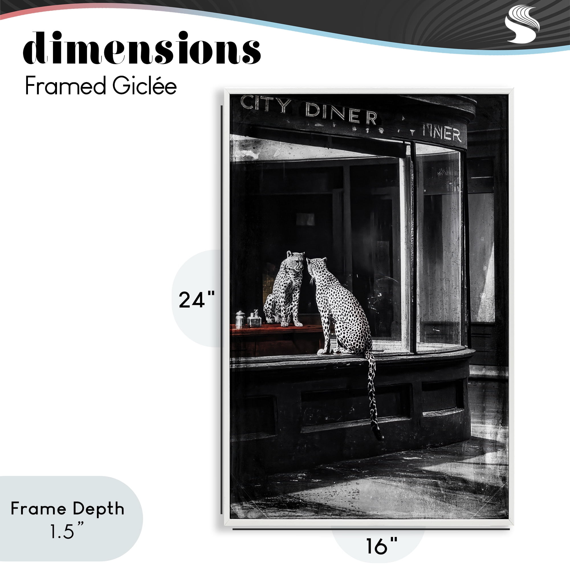 Stupell Industries Diner Noir Leopard Reflection White Framed Giclee Art, design by Annabelle Hall