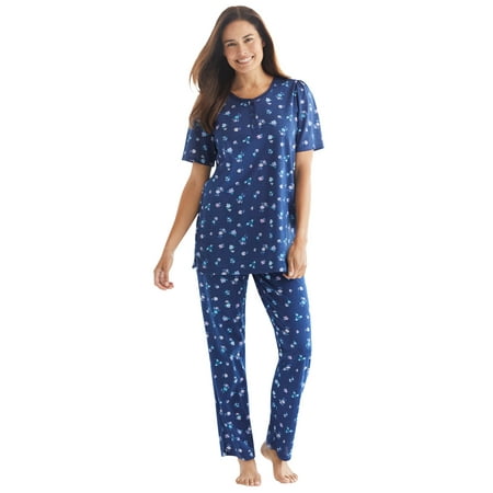 

Dreams & Co. Women s Plus Size Floral Henley Pj Set Pajamas