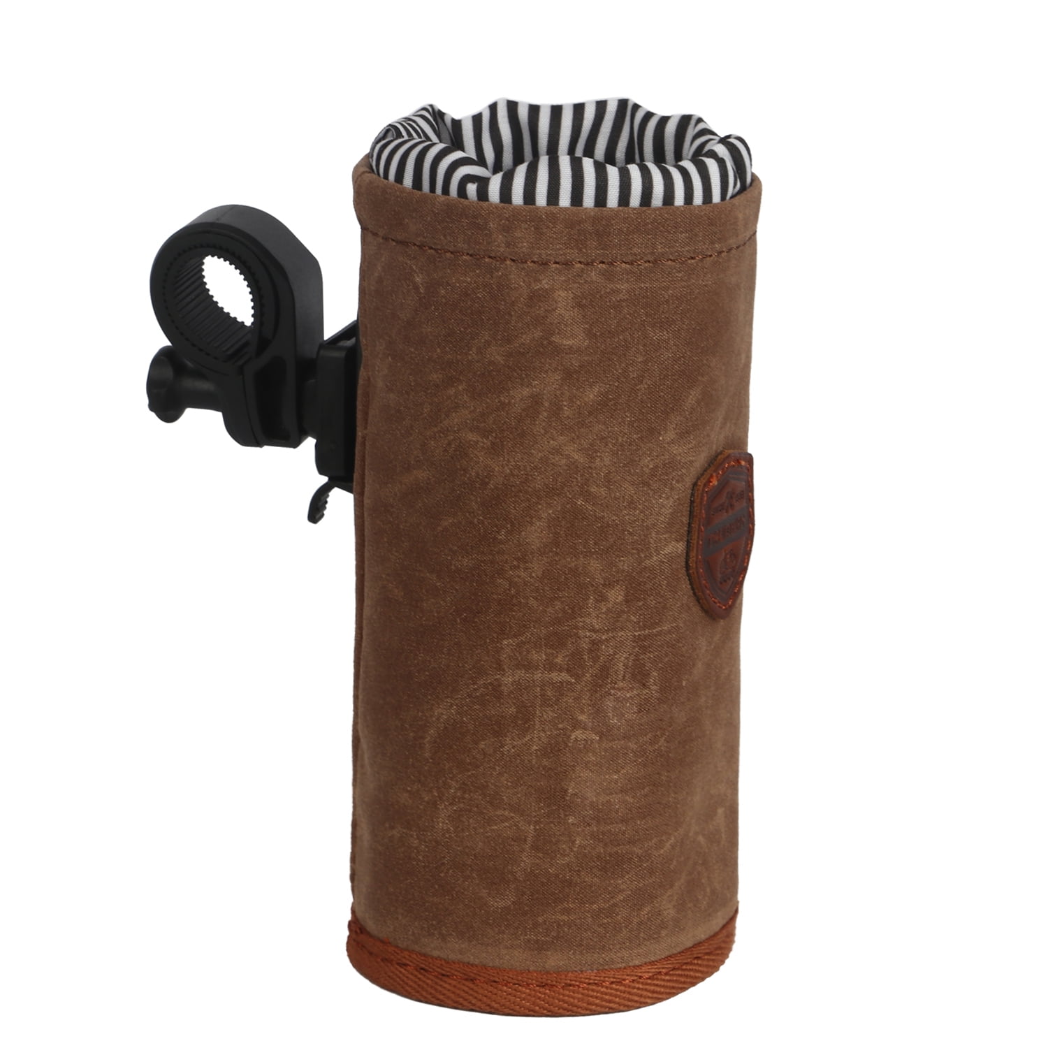 TOURBON Canvas Bike Coffee Cup Holder Cage Handlebar Mount Bottle Kettle Pouch Brown