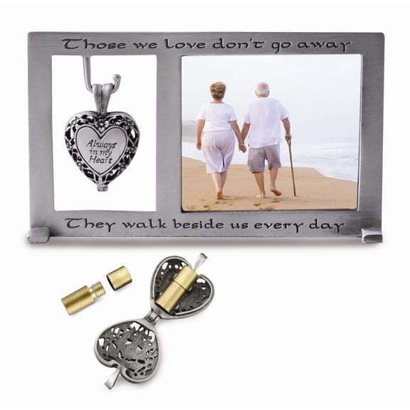 FB Jewels Silver-tone Always In My Heart Ash Holder Locket 3x5 Photo Frame