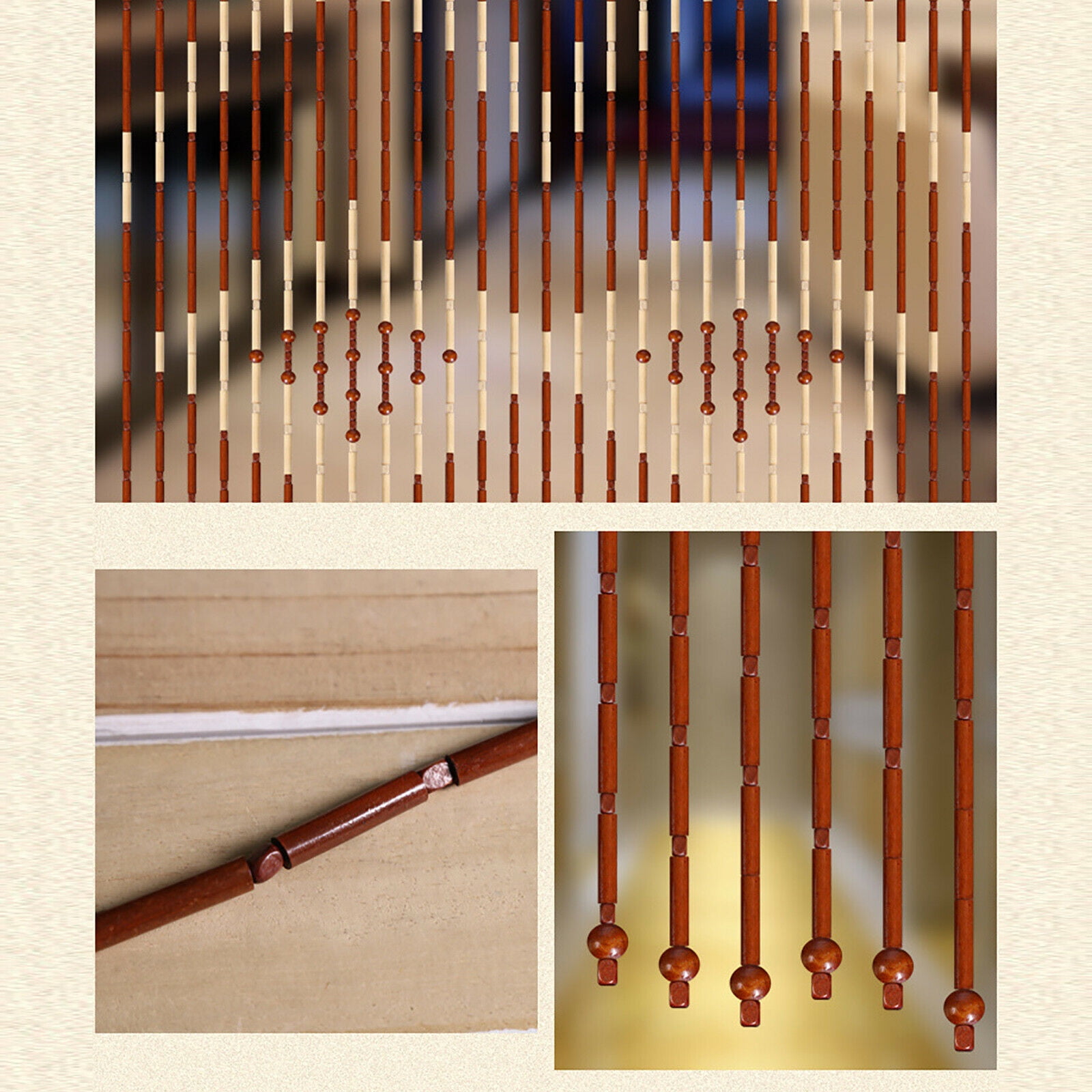 Wooden Bead Curtain Bamboo Bead Curtain Doorway String Door Curtains Screen Beaded Wooden Curtain