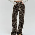 thumbnail image 5 of CaComMARK PI Women's Pants Leopard Print Flared Pants High Waist Fashion Trend Slim Long Pants Brown 6(M), 5 of 7
