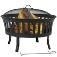 thumbnail image 6 of Sunnydaze 25" Round Wood-Burning Black Finish Steel Fire Pit with Mesh Stripe Cutouts, 6 of 8