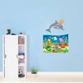 thumbnail image 2 of Holiday Gift Children Cute Cartoon Wall Decal Decoration Cute Cartoon boy with dolphin swimming underwater Lasts Years and Easily Removable - Size: 24 in x 34 in, 2 of 3