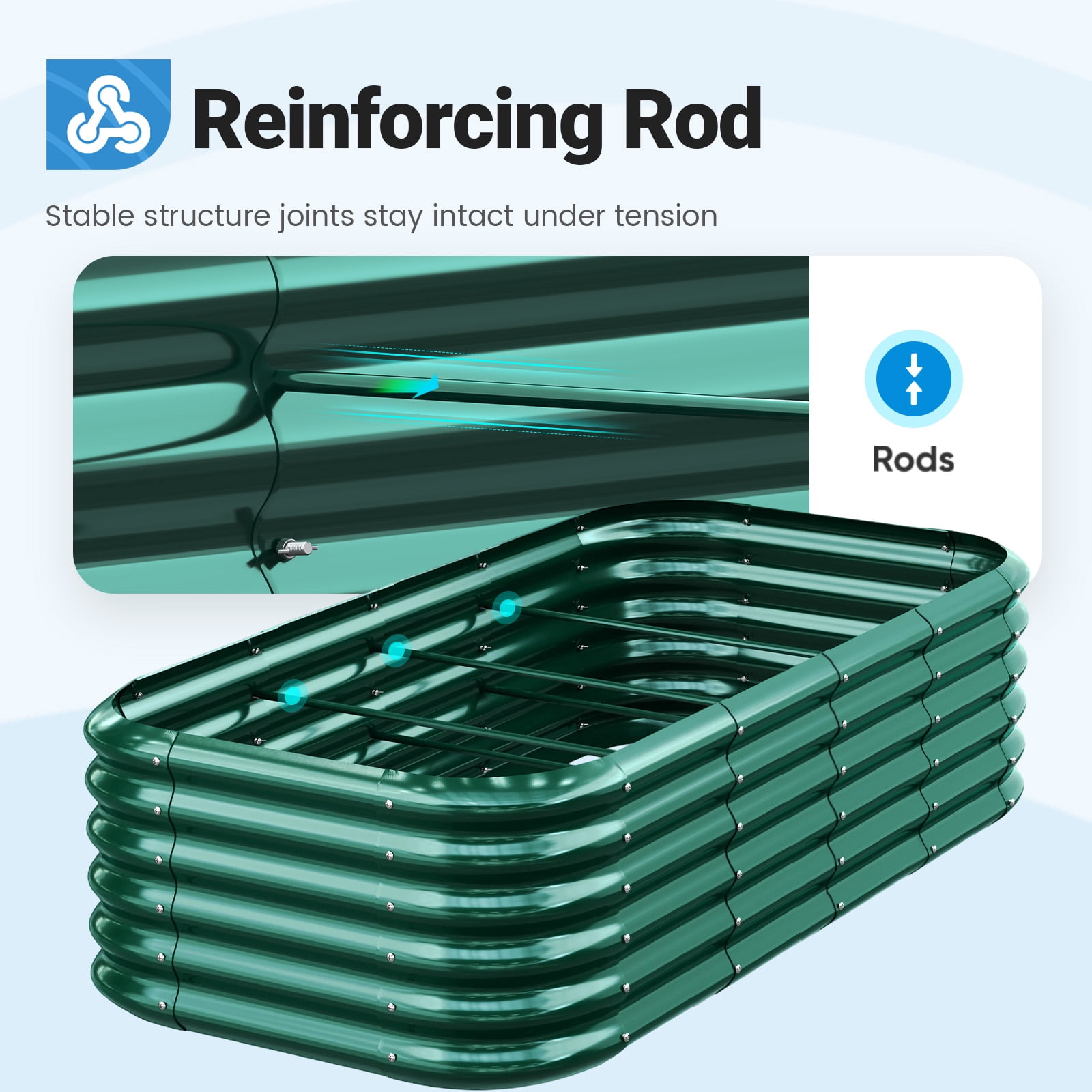 Quictent Galvanized Tall Raised Garden Bed Kit, 6x3x1.5 ft Oval Large Planting Box Rubber Strip Edging, for Vegetables Outdoor Double Strengthened by Vertical Bar and Crossbar with Liner (Dark Green)