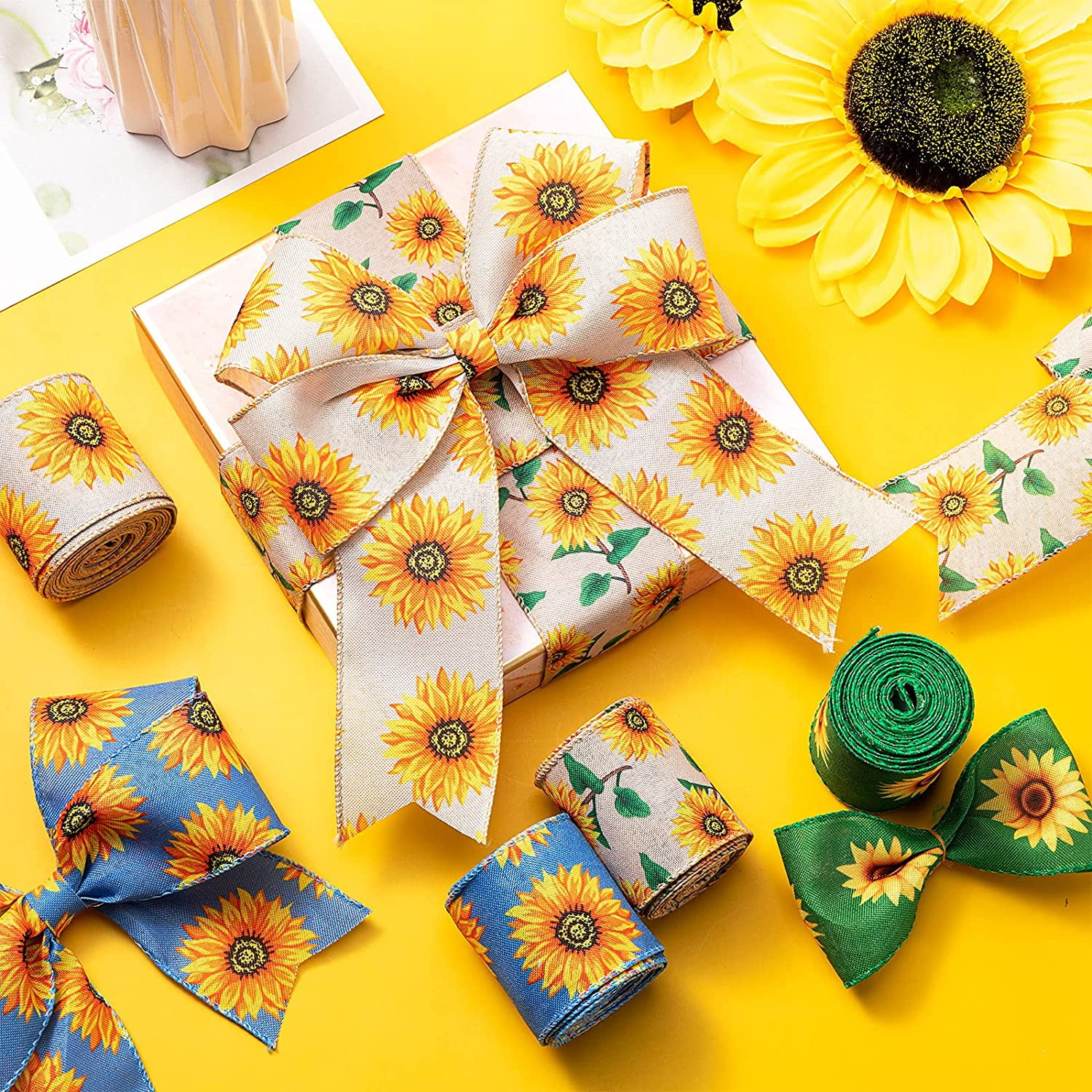 sunflower burlap ribbon