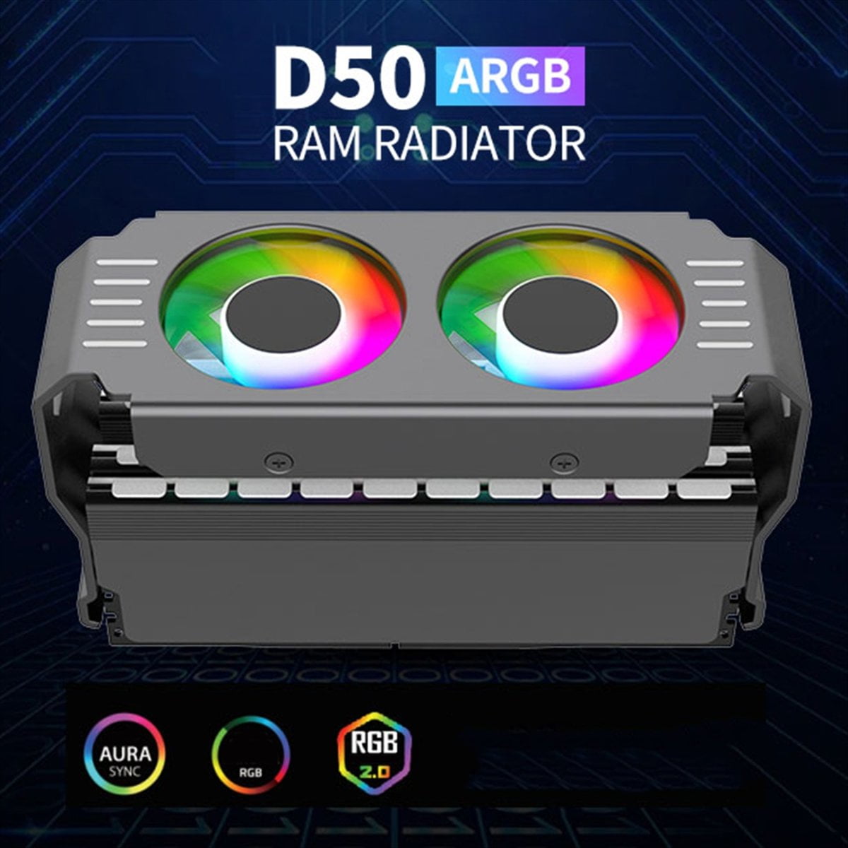 PC Case RAM Memory Module ARGB Cooler DDR3 to DDR5 5V 3Pin PWM 4Pin Light Sync 120mm Dual Fans Cooling Radiator Black