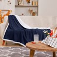 thumbnail image 2 of Deconovo Christmas Sherpa Plush Throw Blanket, Soft Warm Cozy Blanket for Couch Sofa Bed, Machine Washable Decorative Holiday Gift, 50"x60", Navy Blue, 2 of 7