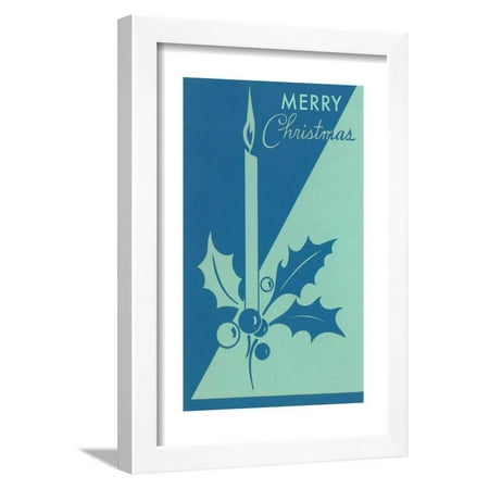  Candle  and Holly Blue Framed Print Wall Art  Walmart  com