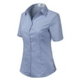 thumbnail image 2 of Doublju Women's Short Sleeve Slim Fit Button Down Dress Shirt (Plus Size Available), 2 of 5