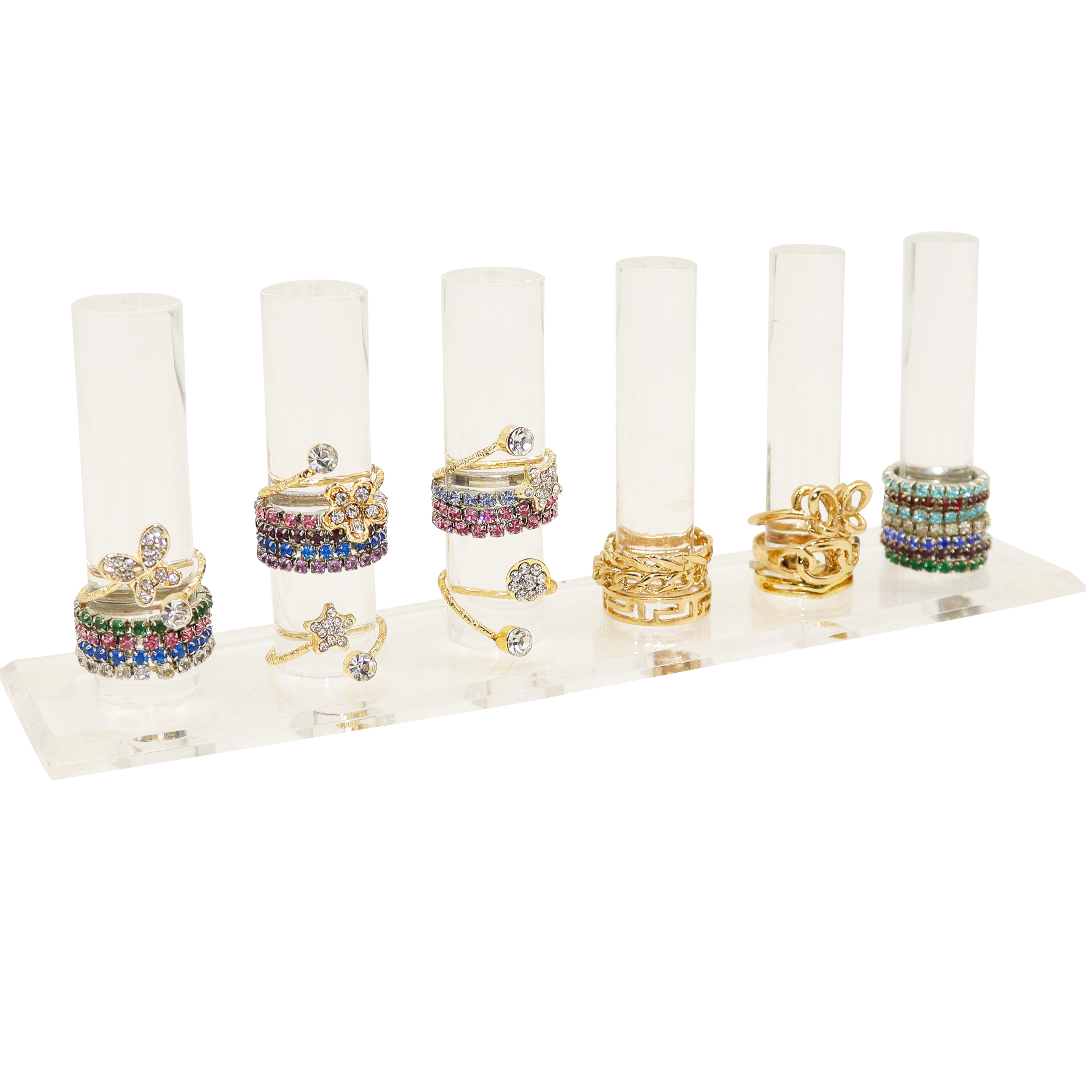 Frog Sac Acrylic 6 Rod Ring Holder, Clear Jewelry Organizer for Rings