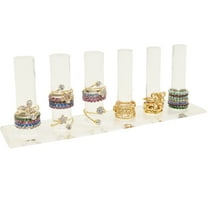 FROG SAC 6 Rod Ring Holder Jewelry Stand, Clear Acrylic Ring Display Organizer For Girls Room, Small Cylinder Storage For Multiple Rings For Women