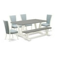 thumbnail image 6 of East West Furniture V-Style 6-piece Wood Dining Set in White/Cement/Blue, 6 of 10