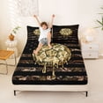 thumbnail image 3 of Manfei Camo Soccer Ball Flag Bed Sheets, Drip Sports Full Size Sheets, Brown Black, Black Reversible 4pcs (1 Flat Sheet, 1 Fitted Sheet and 2 Pillowcases), 3 of 6