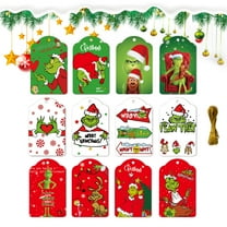 SUNWISHA 120 Pcs Christmas Gift Tags with Metallic Cord, Christmas Tree Hang Deco Holiday Card 79 Feet