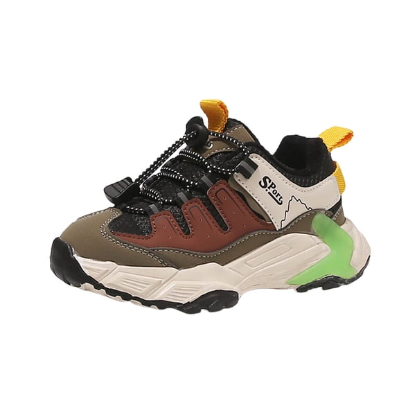 Boys Girls Shoes Kids Tennis Slip on Footwear Running Athletic Sports School Sneakers,Brown