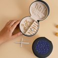 thumbnail image 5 of Yiaed Bone And Star For American Print Travel Jewelry Case Bridesmaid Gift Boxes Jewelry Travel Organizer Small Round Jewelry Box Mini Storage-Black, 5 of 7