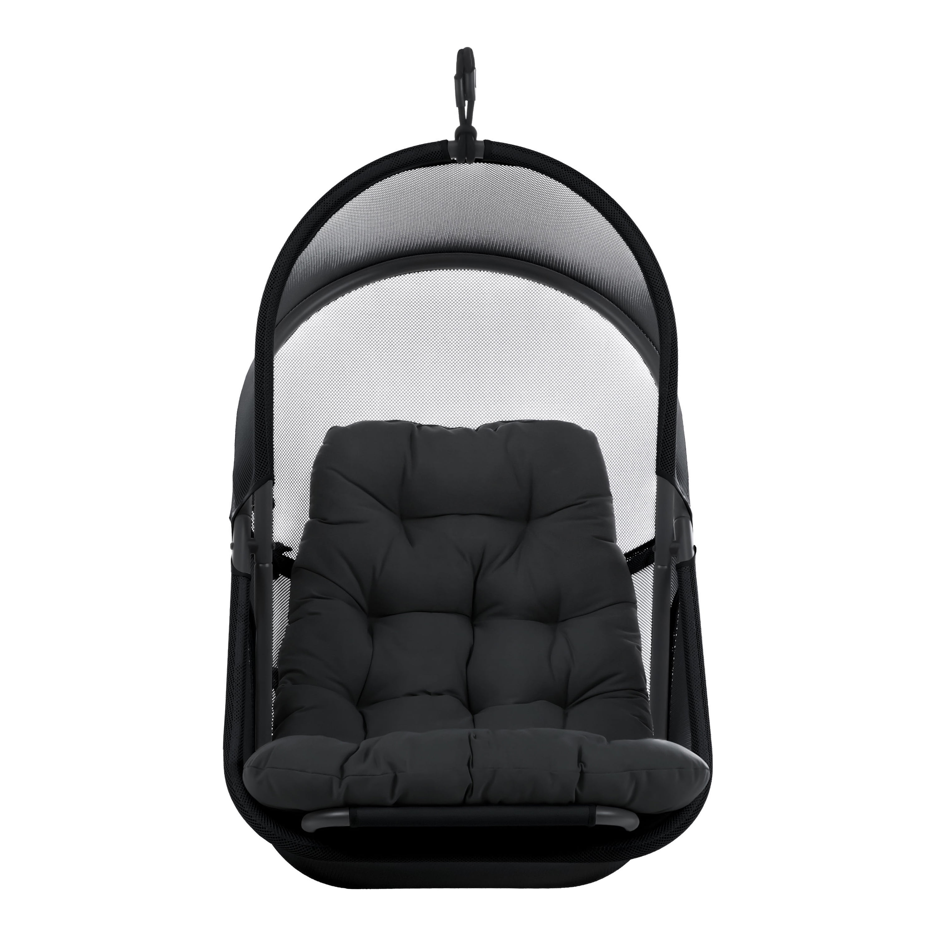 Furniture of America Drift UV-Resistant Patio Foldable Swing Chair with Stand, Black