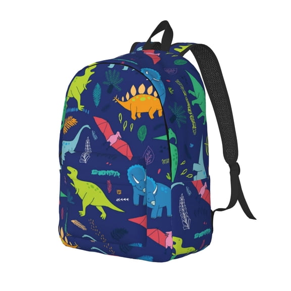 Ratiio Dinosaurs Print Canvas Backpack for Women & Men Retro Aesthetic Rucksack Basic Backpack for High School/College Students Travel Laptop Bag