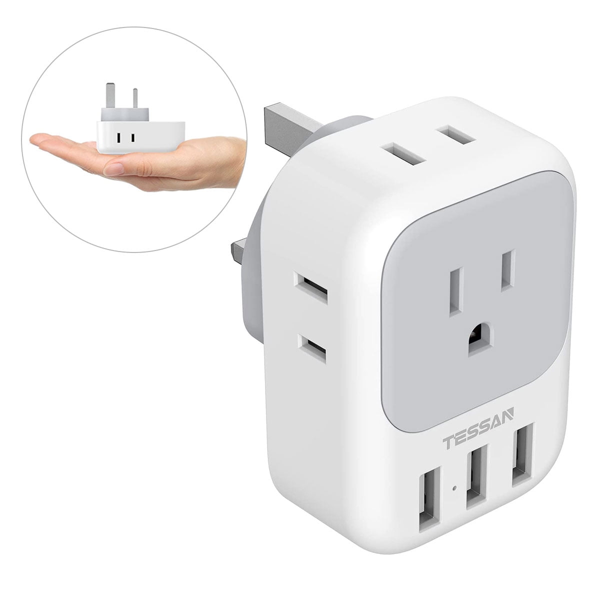 Tessan Travel Adapter 4 Electrical Outlet 3 Usb Charger For British London Power Adaptor Type G Walmart Com