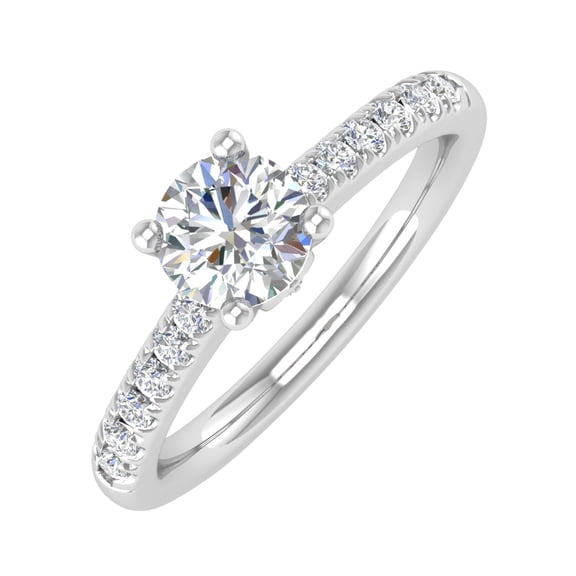 1/2 Carat Diamond Engagement Ring Band in 14K White Gold (Ring Size 6.5)